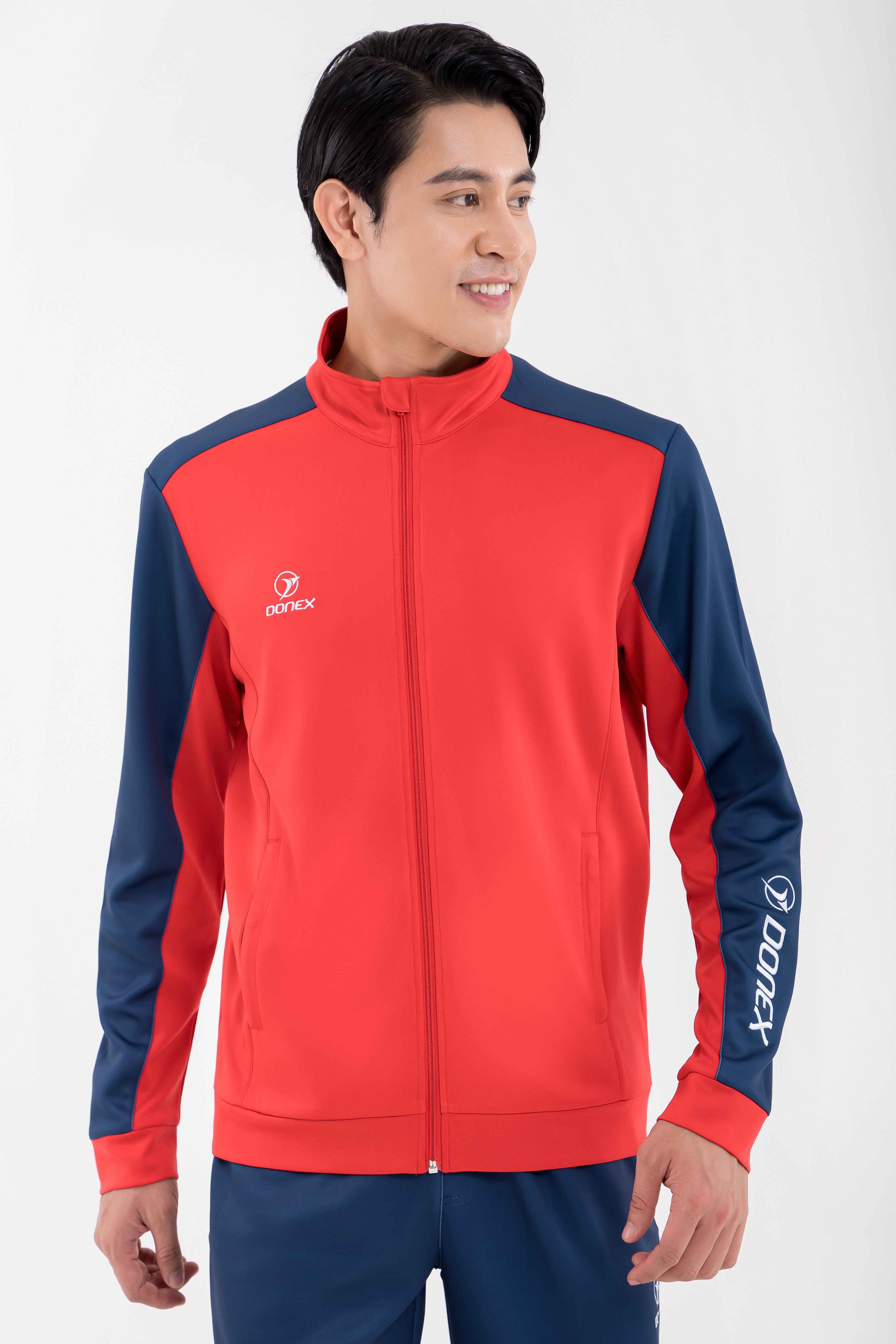 Áo Nỉ Thun Nam DONEX Sano MDE-254 đỏ phối Navy
